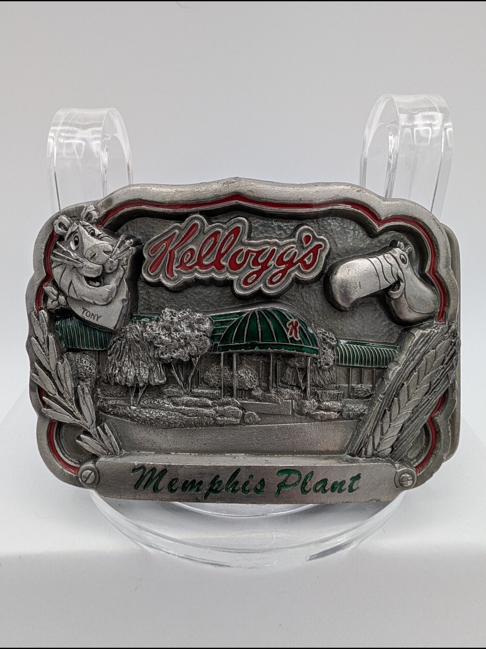 Kellogg's Memphis Plant Pewter Belt Buckle/Tony the Tiger/Toucan Sam Vintage '94